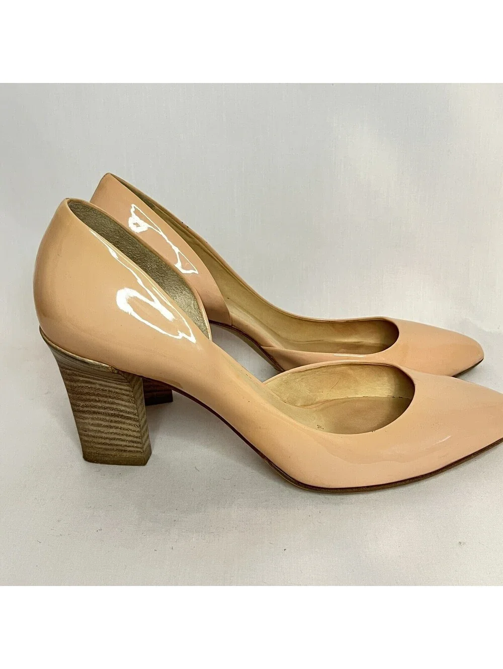 Reed Karkoff Tan Nude Patent Leather Pumps High Heel Shoes Womens US 7.5, EU 38